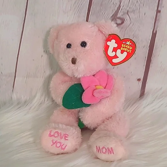 Y2K TY Beanie Baby Pink Love You Mom Mother's Day Bear Plush Stuffed Animal Toy - Picture 2 of 14
